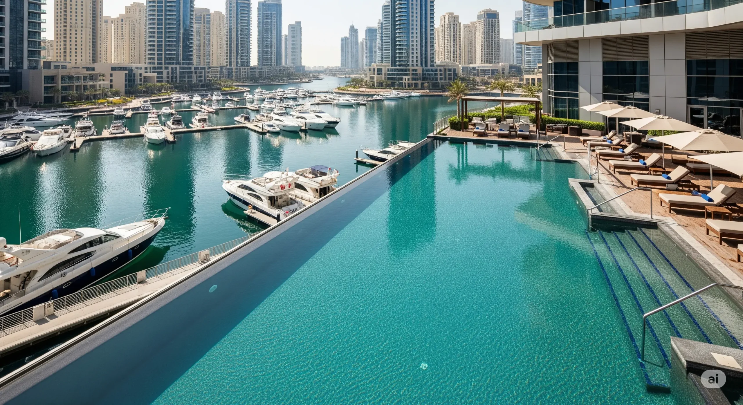 Address Dubai Marina panoramic view pool.