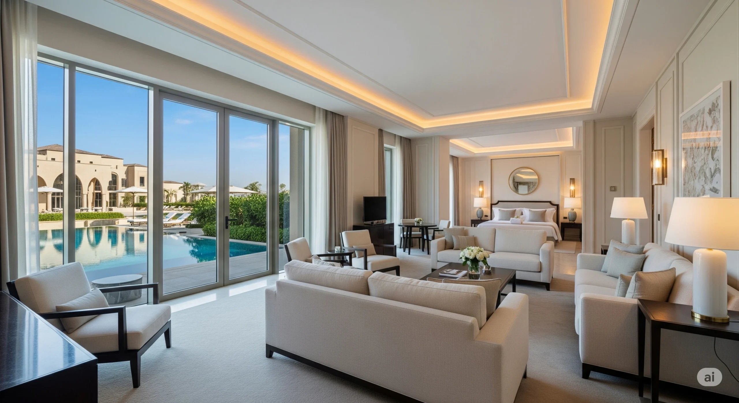 Elegant interior of a private villa suite at One&Only The Palm Dubai.