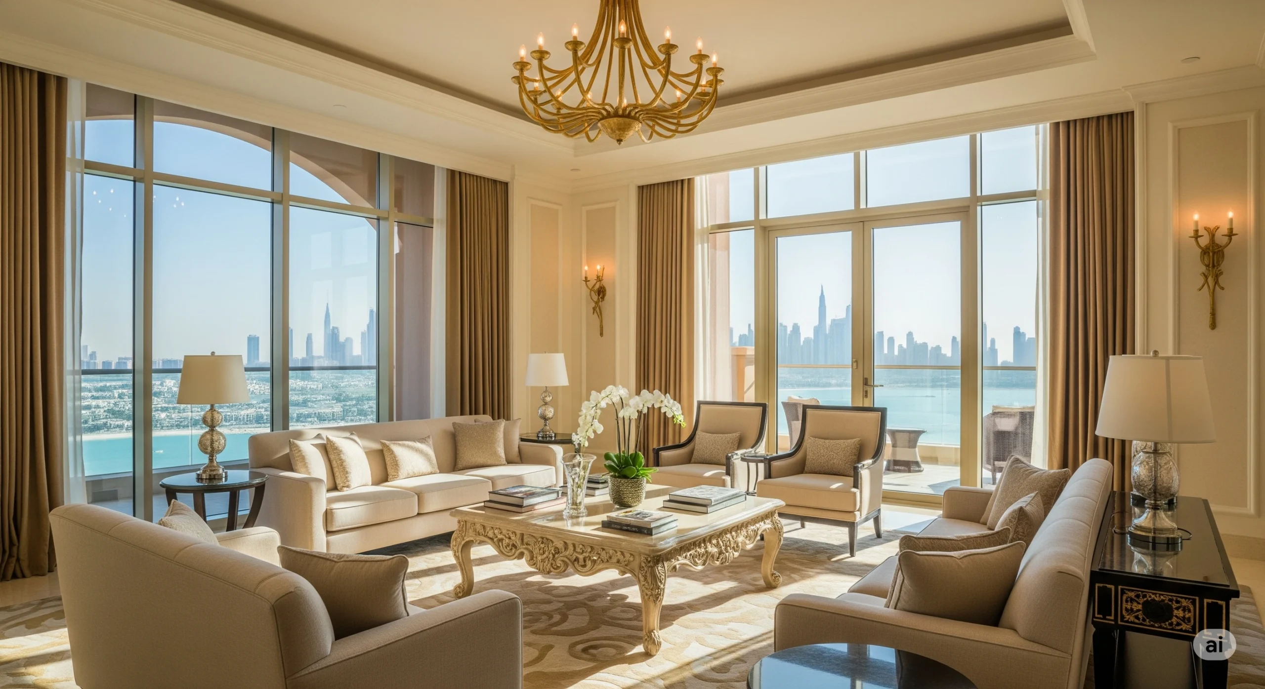 Royal Bridge Suite Atlantis The Palm opulent interior.
