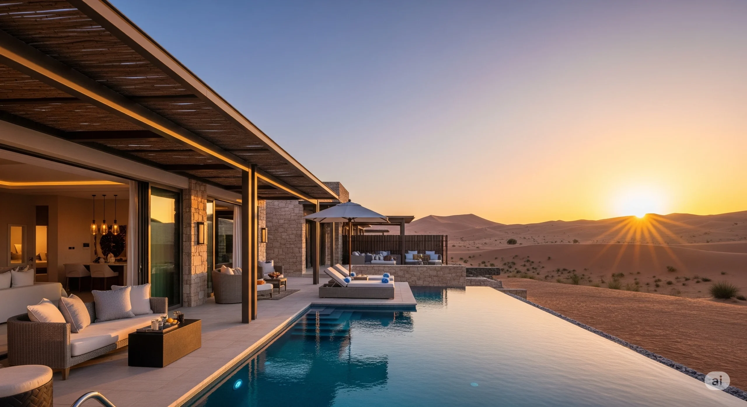The Ritz-Carlton Ras Al Khaimah desert private pool villa for honeymoon resorts UAE with private villa.